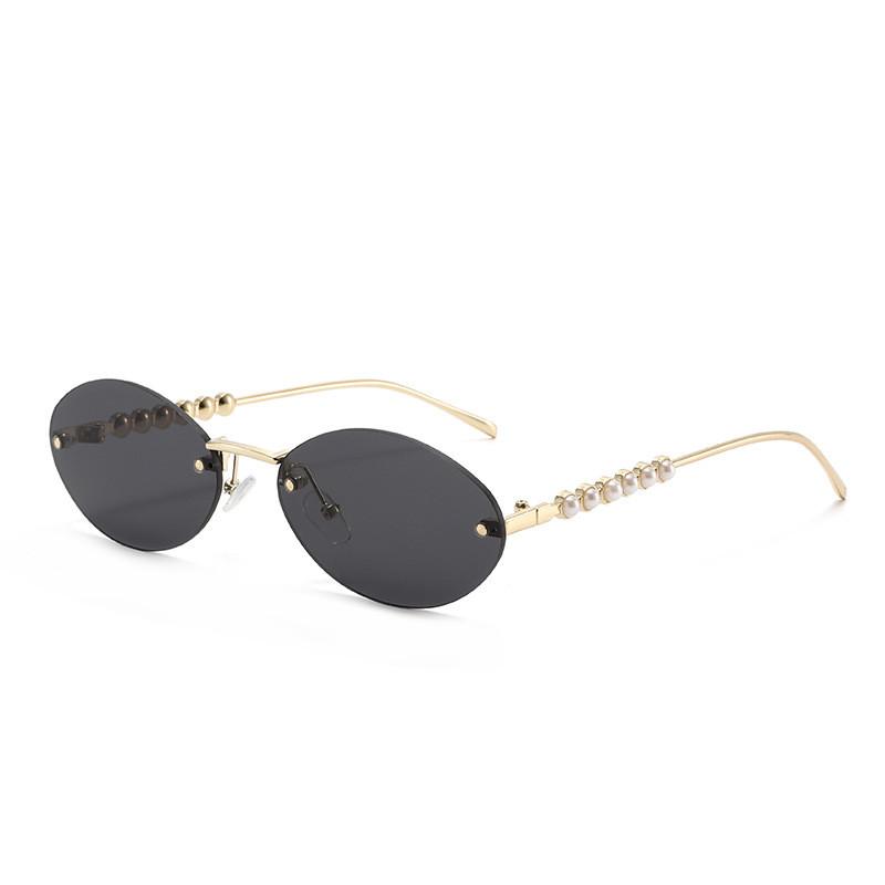Pearlescent Oval Metal Sunglasses With Uv400 Protection For Stylish Outdoor Fashion