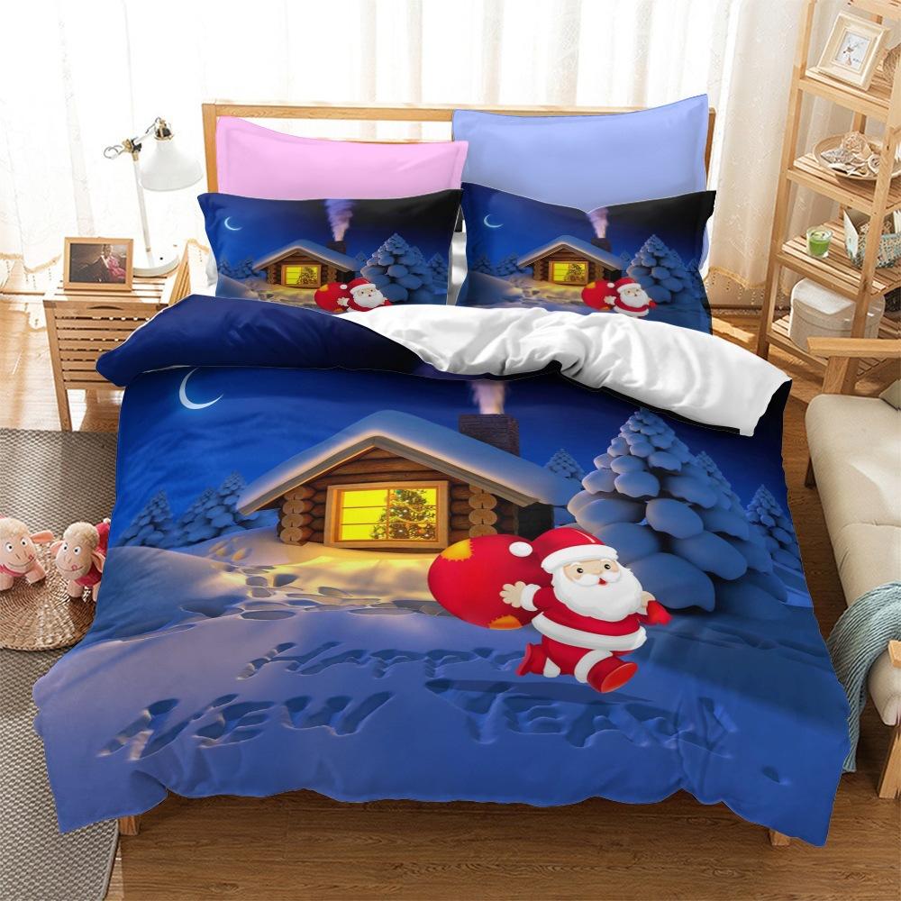 Christmas Series Bedding Three-Piece Home Textile Kit Digital Printing Production