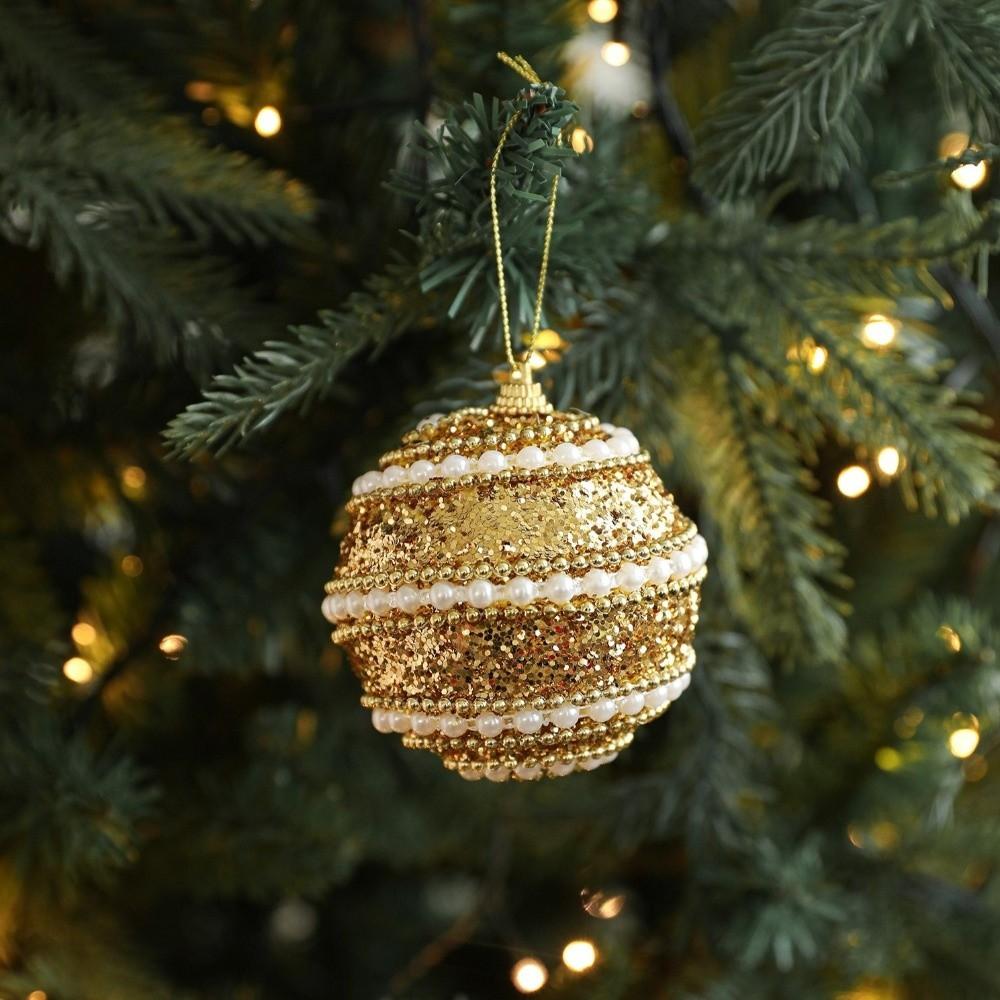 Gold Glitter Christmas Tree Ball Hanging Ornaments Sequin Foam Xmas Tree Decorations Christmas Ornaments Christmas Navidad Gift