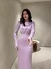 2025 Women's Slimming Waist-Cinching Pleated Long-Sleeved Dress In French Court Style