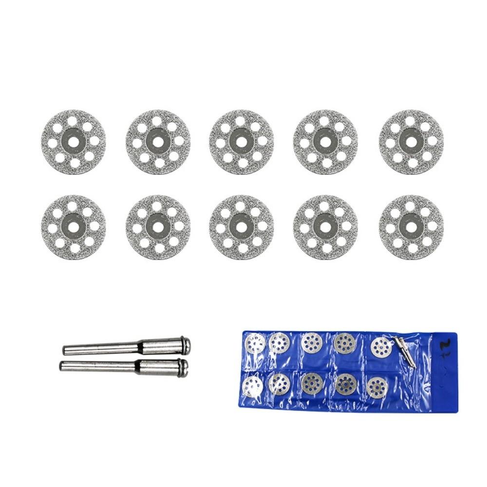 12Pcs 3mm Aperture Diamond Cutting Disc with Mandrel Grinding Wheel Electric Grinder Parts