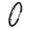 Trendy European-American Woven Leather & Stainless Steel Bracelet