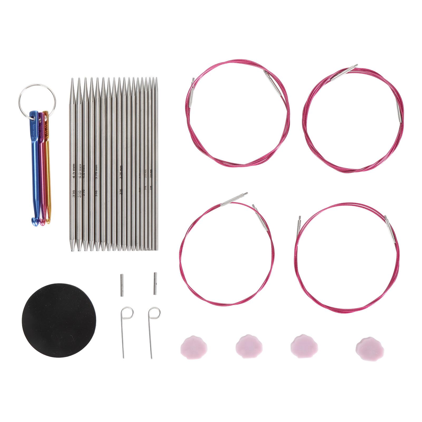 

Набор из 9 пар круговых спиц длиной 11,5 см, размеры 2,2–4,5 мм, нержавеющая сталь, сменные