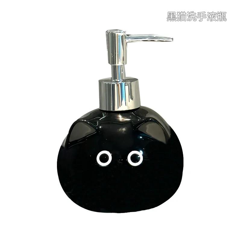 Siamese Cat Ceramic Hand Sanitizer Press Bottle Toilet Shampoo Shower Gel Packaging Bottle Dispenser for Liquid Soap