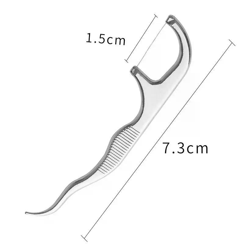 Set di stuzzicadenti in acciaio inossidabile Filo interdentale Stuzzicadenti riutilizzabili Stuzzicadenti portatile Filo interdentale Detergente per denti Pulizia orale