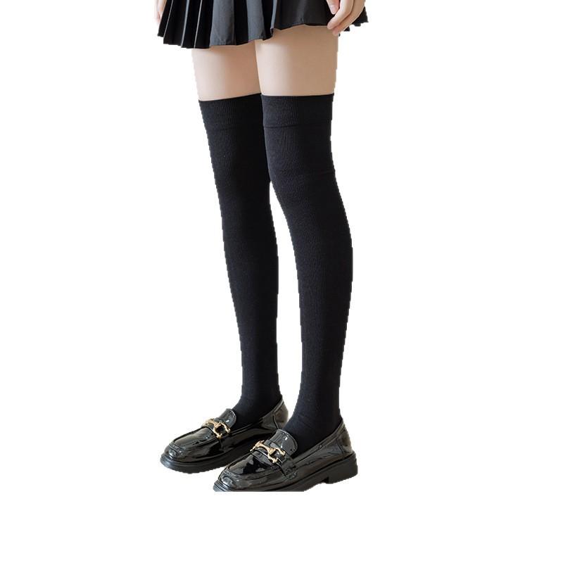 Pressure Long Leggings for Women - Strong Leg Slimming and Over-Knee Compression Stockings - Winter Autumn Women's Black Cotton Stockings