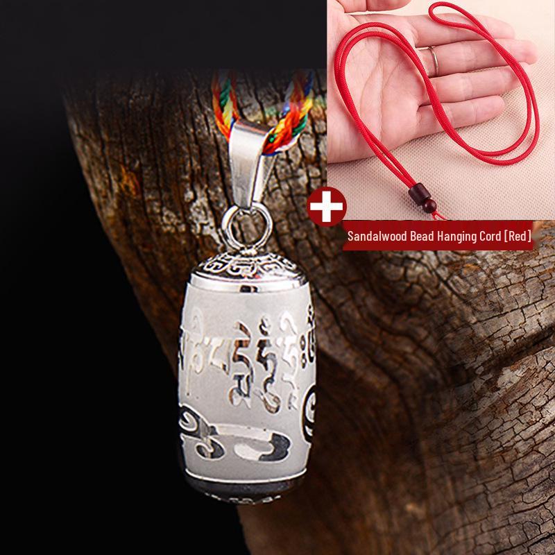 Titanium Steel Lengyan Mantra Pendant Necklace - Retro, Openable Amulet for Men & Women