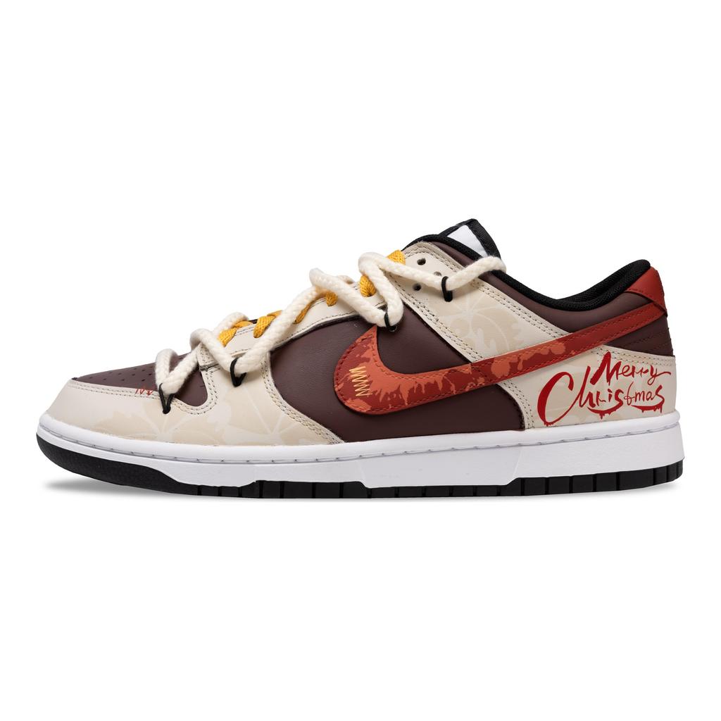 Nike Dunk Slip Resistant Abrasion Resistant Low top Skateboard Shoes Unisex Red Brown DD1391-100(Team348-)