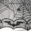 Scary Spiderweb Fabric Table Cloth Black Lace Table Cover With Spiderweb Bat Motifs For Home Decors Washable Table Cloth