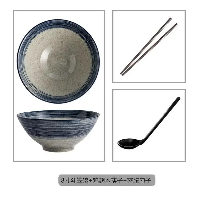 Japanese and Wind Creative Ceramic Bowl Household Instant Noodle Bowl Ramen Hat Bowl Household Commercial Salad