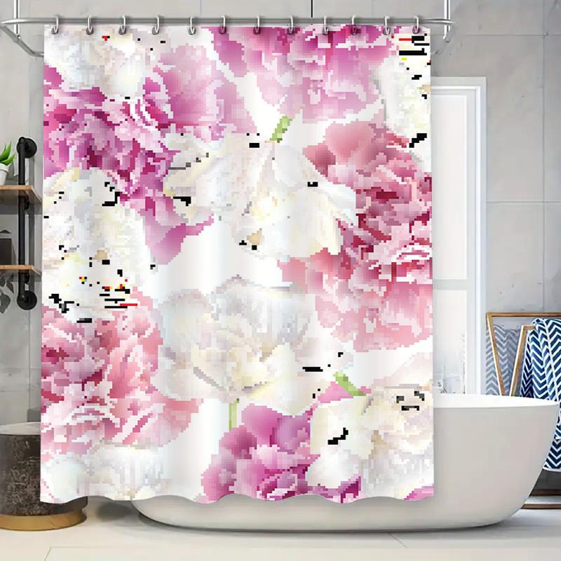 

Розовая Белая Цветочная Шторка для Душа Водонепроницаемый Декор для Ванной Комнаты Домашние Аксессуары Розовая Цветочная Шторка для Душа Вкладыш Водоотталкивающий 90x180cm