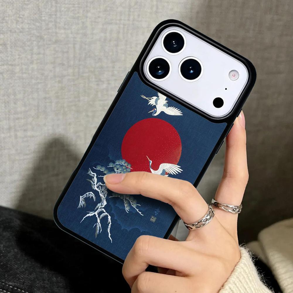 Capa Case for iPhone 17 Air 16 Pro Max 15 Plus 11 13 Mini 14 12 Back Phone Cover Red-crowned Crane Bird