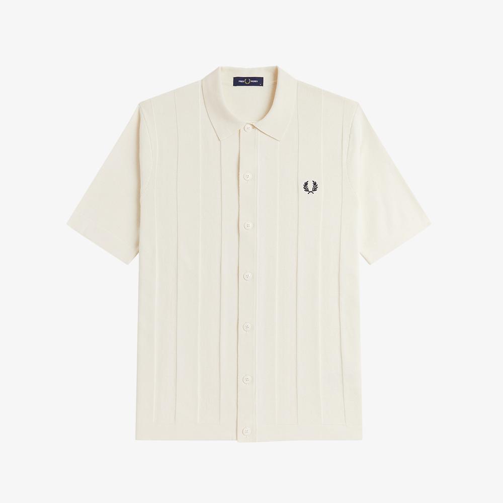 FRED PERRY [Sharp] Tonal Vertical Stripe Knit Shirt - Ecru Afpm2612324-560