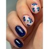 24pcs Spring & Summer Blue Flower Square Nail Stickers, Decorated With Blue Flower Pattern, Suitable For Women Nail Art Decor | Floral Nail Design