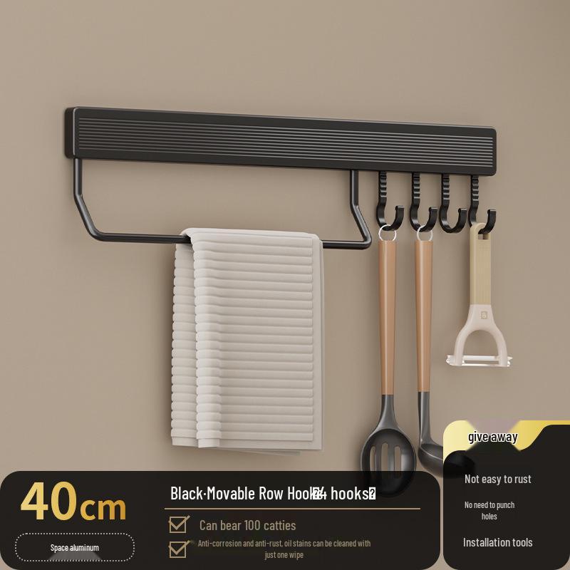 Multi-Functional Wall-Mounted Kitchen Hook Rack for Utensil Storage