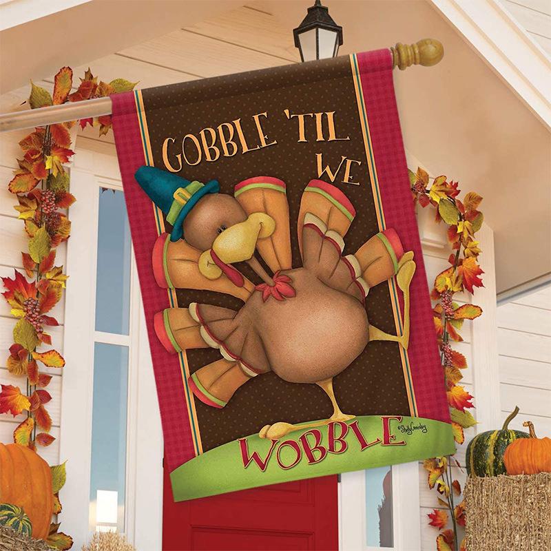 Turkey Yard Decoration Flag: Halloween Pumpkin & Thanksgiving Festival Garden Flag