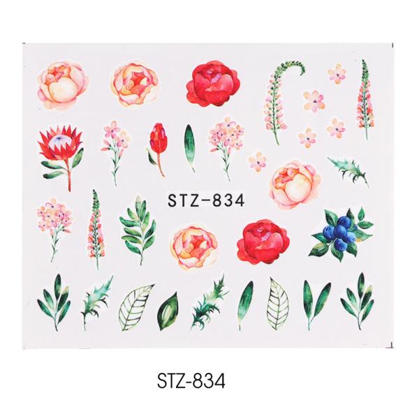 Water Nail Decal and Sticker Flower Leaf Tree Green Simple Summer Slider for Manicure Nail Art Watermark Tips