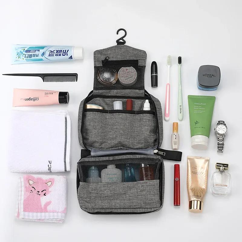 Mens Travel Bathroom Hanging Toiletry Bag Canvas Dopp Kit Necessaries Bag Shaving Shower Women Beauty Cosmetic Makeup Organizer
