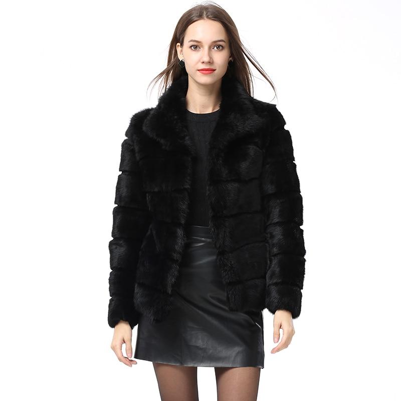 Whole Full Pelt Rabbit Fur Coat Stand Collar Jacket Real New Winter Women Fashion Waistcoat Natural