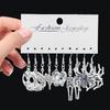 Antique Silver Skull & Spider Moth Pendant Earrings Set - 5 Pairs for Men & Women