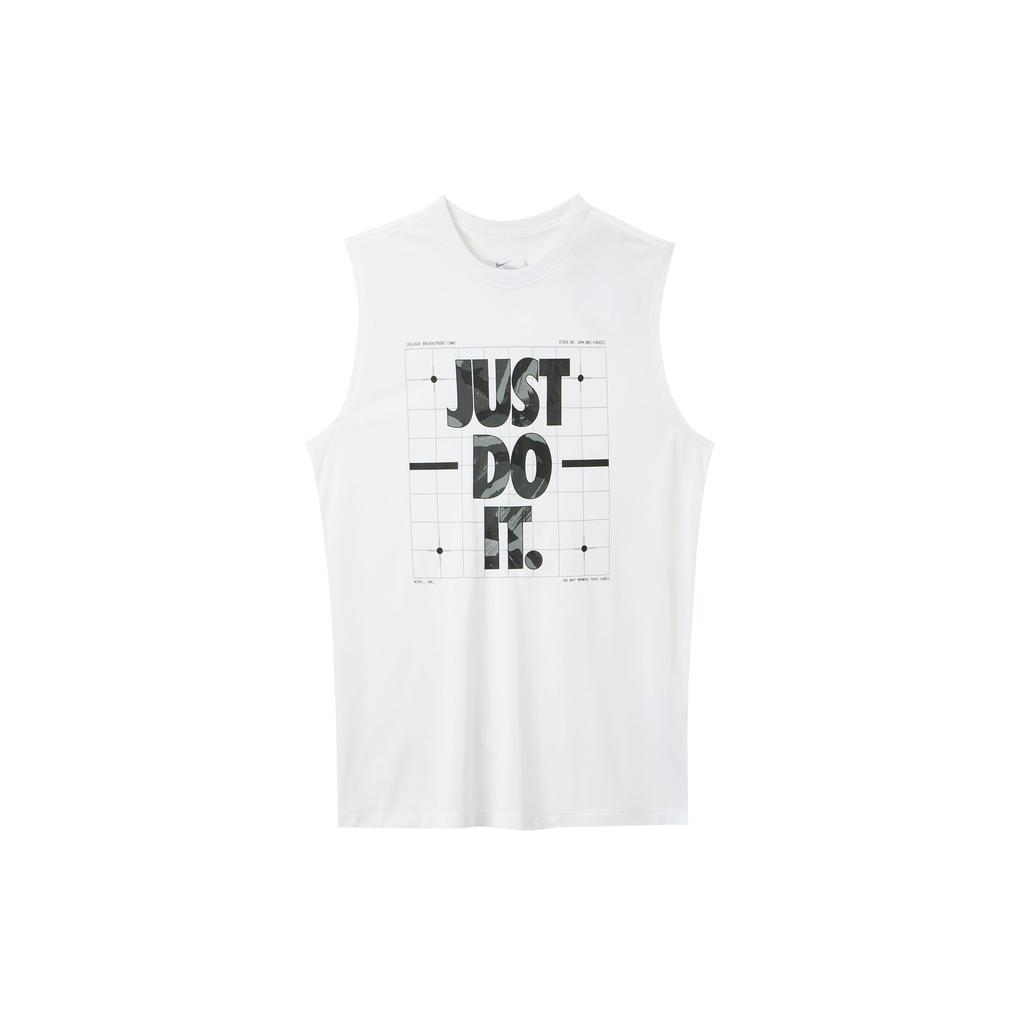 Nike Tank Tops Men's White Crew Neck Moderate Straight Fit FJ2449-100