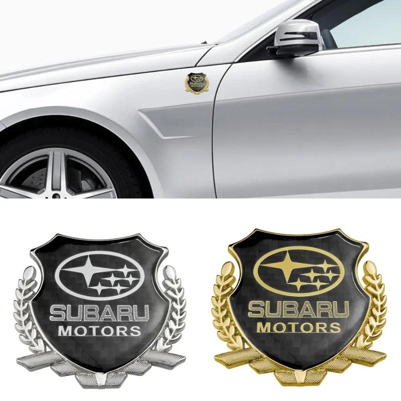 For Subaru Forester BRZ XV Impreza Tribeca WRX STI Legacy Outback Metal Logo Carbon Fiber Car Window Emblem Sticker Decoration Y14