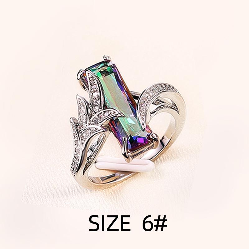

Huitan Multicolored Rectangular Precious Stone Ring/Necklace Set Innovative Design Milestone Party Women Jewelry Factory Direct Selling Set