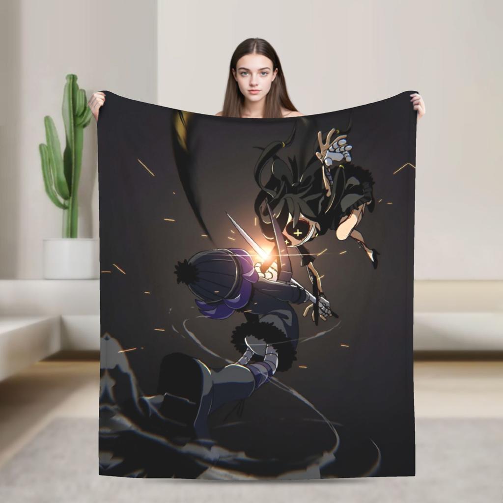 Murder Drones Game Knitted Blanket Fleece Uzi Doorman Horror Super Warm Throw Blankets for Home Couch Bedspread