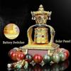 Silent Solar Powered Gold Tibetan Prayer Wheel with 4 Wind Chimes for Home Decor