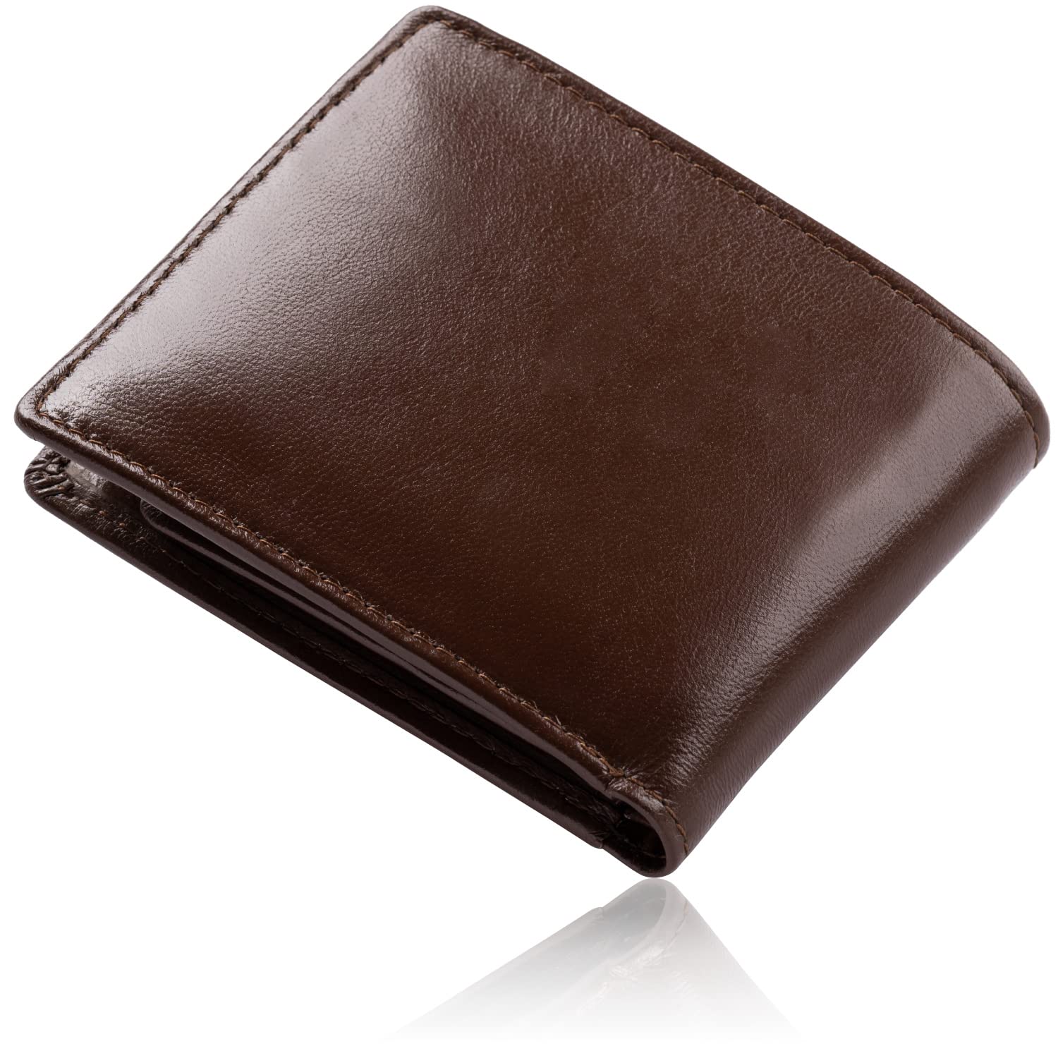 

Goat Leather Bifold Wallet with Skimming Prevention Function [Uneven] Men s (Dark Brown) темно-коричневого кольору