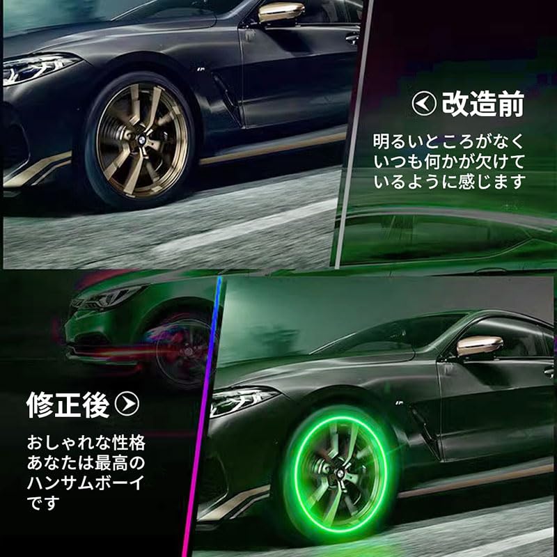 2 Stück Auto Reifenventilkappe LED Birnenkappe Intelligenter Dualsensor Reifenlicht Cool