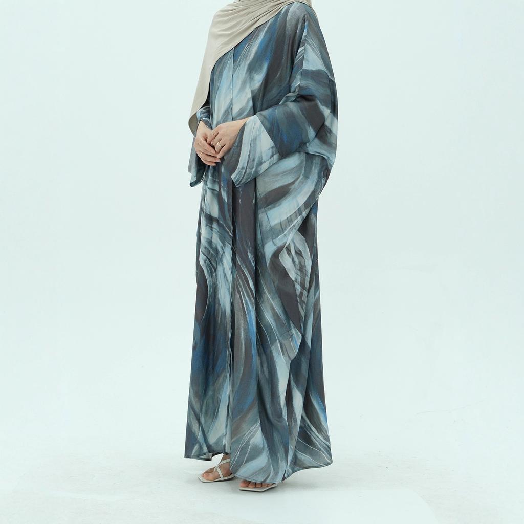 Long-sleeved Elegant Open-sleeved Long Shirt Elegant Casual Print Cardigan Robe Soft and Comfortable