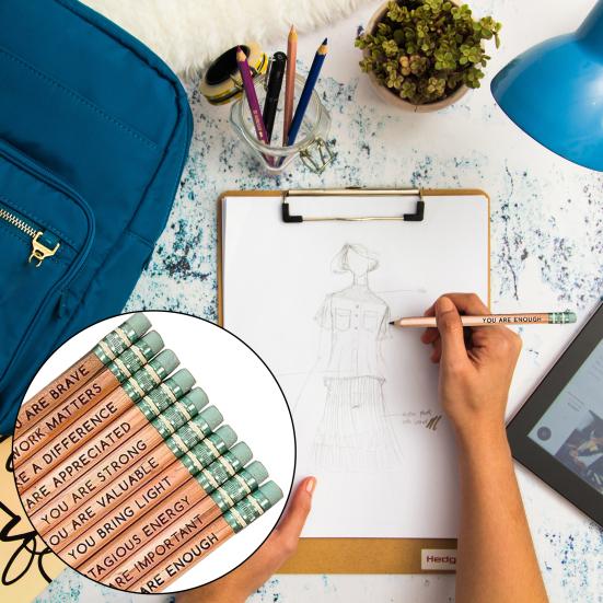 Sada 10 ks afirmačních tužek Inspirativní tužky Dřevěné motivační výroky Tužky Tužky na komplimenty Dárky pro studenty od učitele