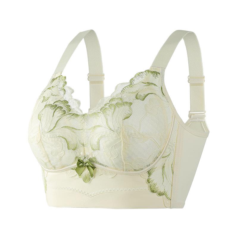 Large size underwear women's big breasts show small gathering, upper support honeycomb breathable, no steel ring, breast adjustment bra cover