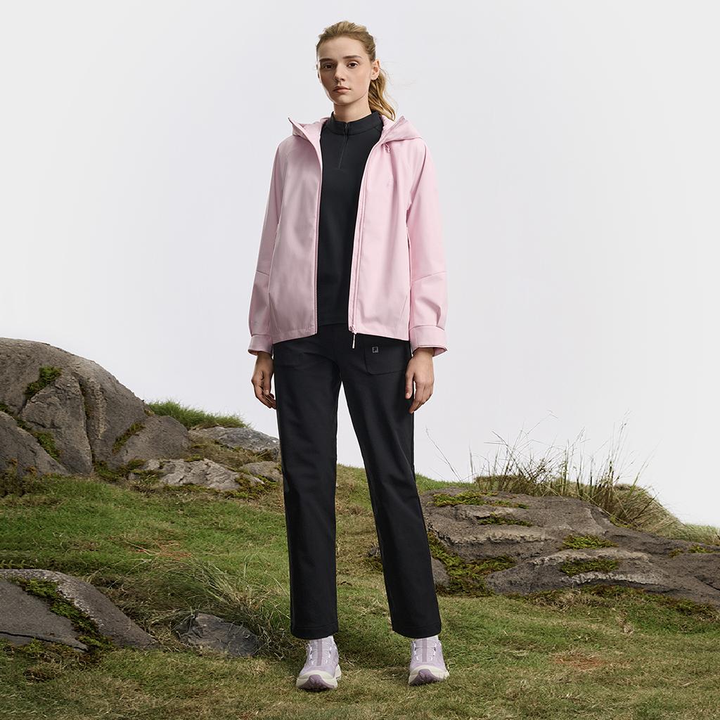 FILA Explore Breathable Shell Trendy Fashion Minimalist Casual Sports Outdoor Versatile Hooded Woven Jacket Women jackets Red Purple A11W617701FPU