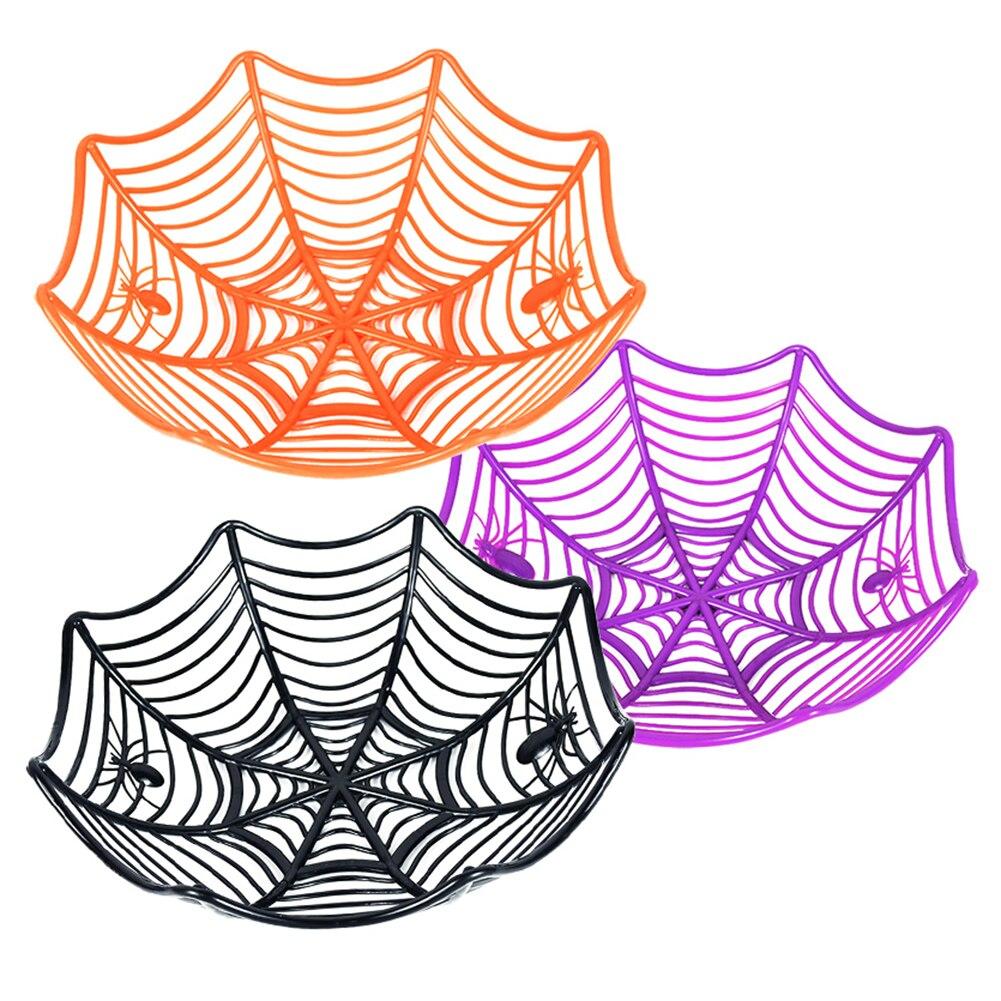 Halloween Decorative Spider Web Candy Fruit Bowl Halloween Spider Web Food Storage Basket Holloween Supply Spider Web Candy Bowl