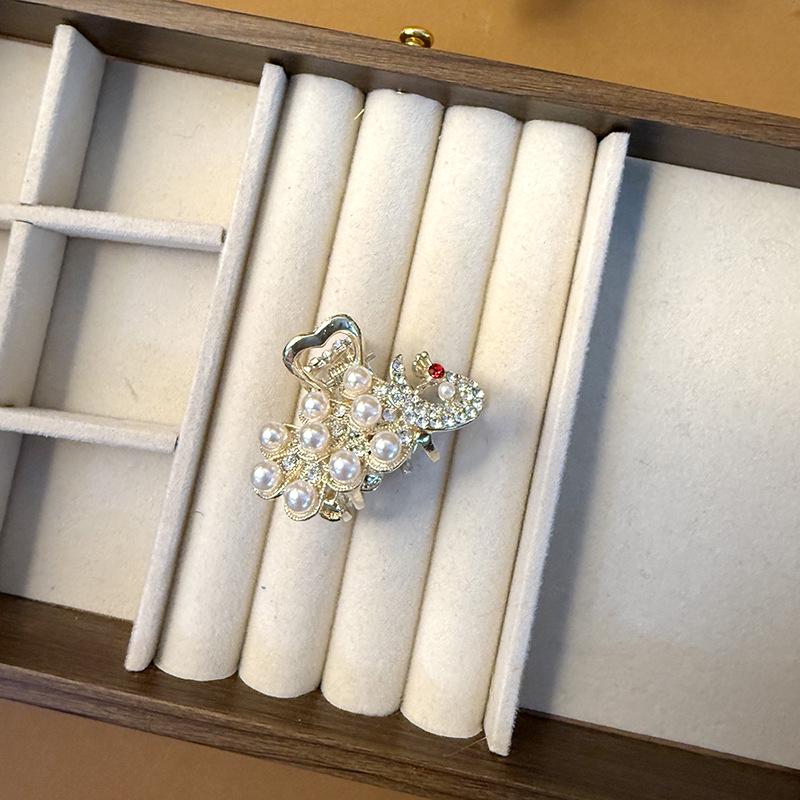 Red Peacock Phoenix Shark Hair Clip – Small, Elegant Half-Up Hairpin for Women