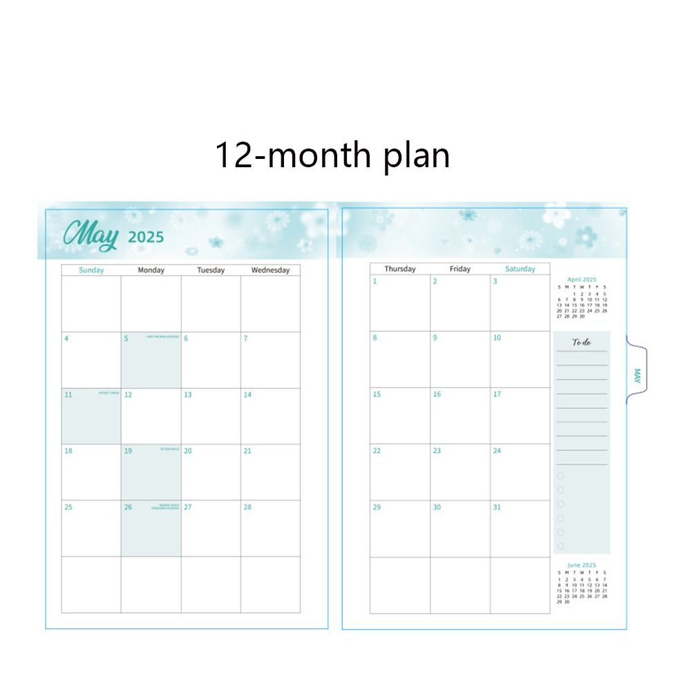 Monthly 2025 English Agenda Book Loose-leaf Coil A5 Schedule  Planner  Agenda