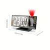 180° Adjustable LED Projection Alarm Clock with Snooze 12/24H Temperature Display and Mirror Design USB Powered for Bedroom Home