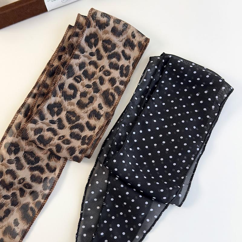 K-Style  Animal Print Polka Dot Scarf Belt Boho Hair Band TikTok Viral Spring Summer Satin Accessories Luxe Versatile Scarf