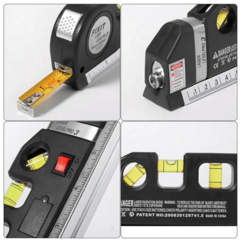 Laser Level Multipurpose Line Laser Leveler Tool Cross Line Lasers With 8FT 2.5M Standard Measure Tape And Metric Rulers