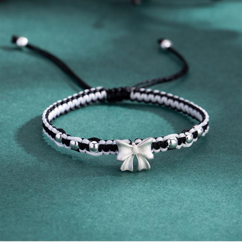 Princess Bead Bow Woven Hand Rope - Sweet Girly Student Bracelet
