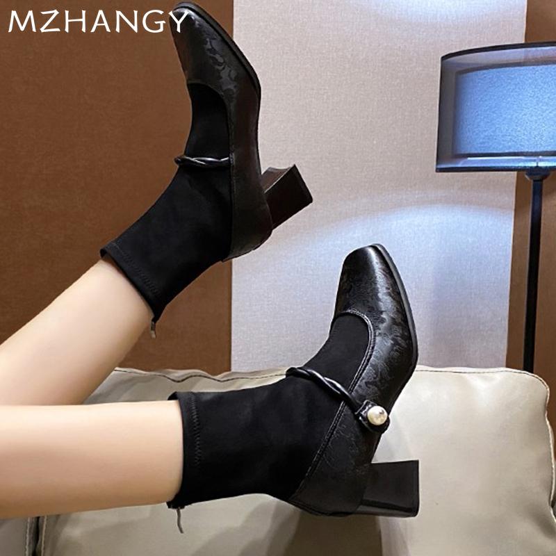 Fashion Women Heels Heels Ankle Boots Suede Desigenr New Shoes Woman 2024 Trend Elegant Pumps Snow Boots Party Dress Fashion Mujer Botas