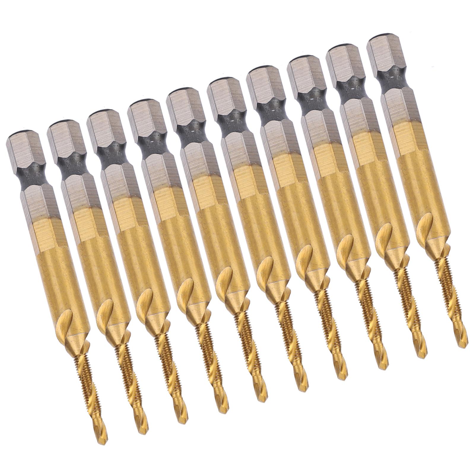 

10Pcs Hex Shank Screw Tap M3‑Drill 2.5 Coated Composite Spiral Flute Tap Accessory