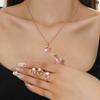 4 Stück/Set Elegantes Zirkon Halskette Ring Ohrringe Set Blume Mode Accessoires Abschluss