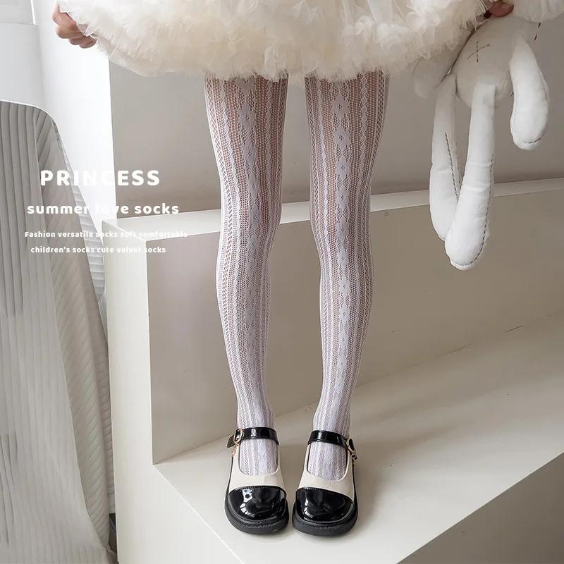 

Lolita Kids Girls Leggings Spring Summer Thin Half-Lace Tights Elastic Breathable Wearable Outer Pants for Kids Fashionable 3-5 Year