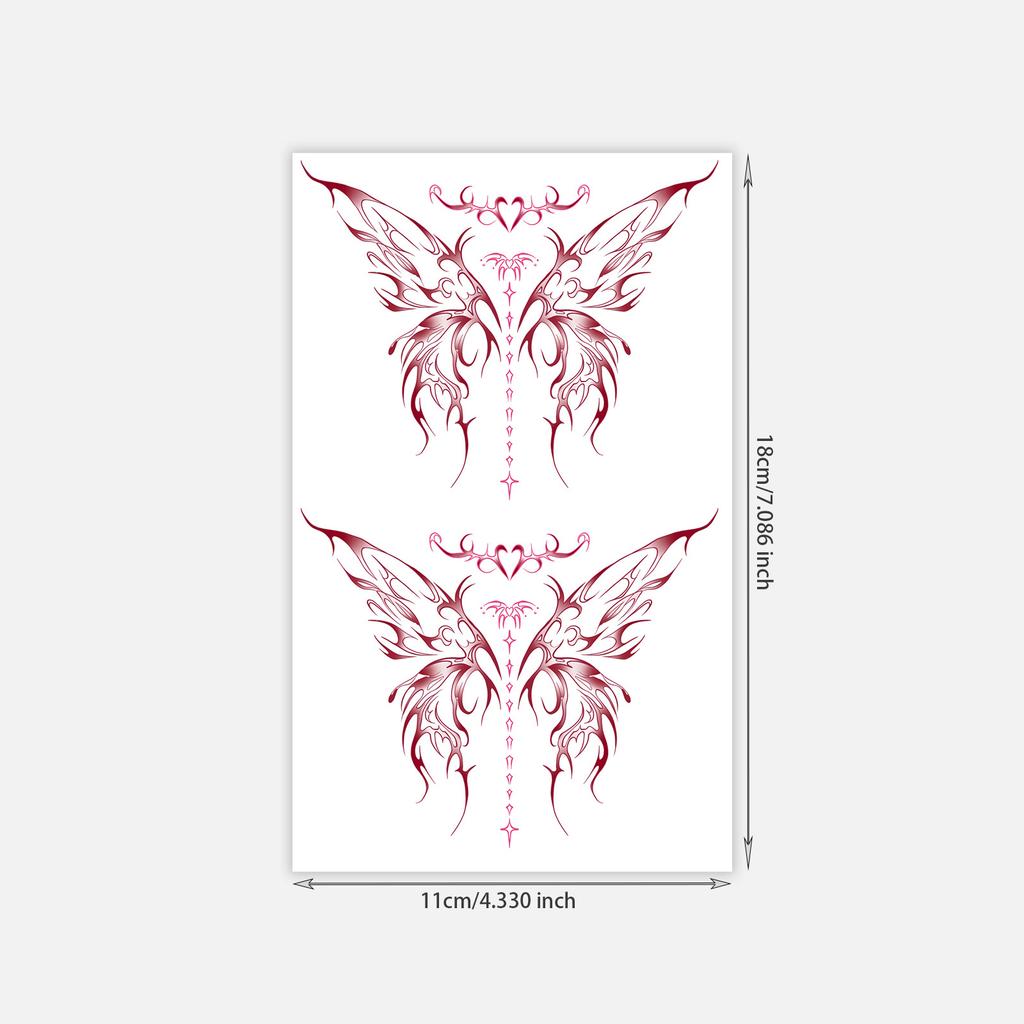 Burgundy Thorn Butterfly Tattoo Sticker Waterproof And Long-Lasting Sexy Chest Model Simulation Tattoo Sticker