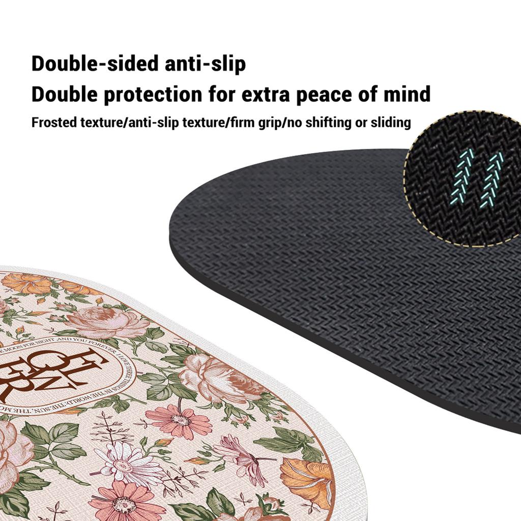 Flower Print Bath Mat Bathroom Super Absorbent Foot Mats Non-Slip Quick Dry Shower Pad Toilet Carpet Doormat Washable