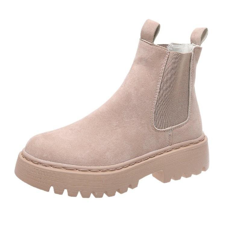Fashion Chelsea Boots Chunky Boots Women Winter Shoes Cow Suede Ankle Boots Black Female Autumn Fashion Platform Booties