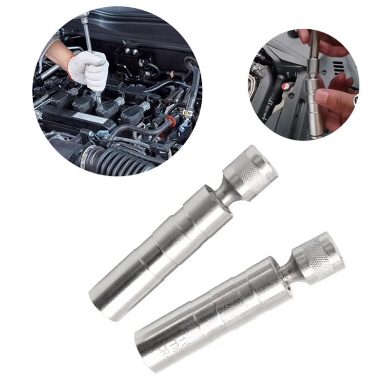 2pcs 360 Degree Swivels Magnetic Socket Removal Tool Car Accessories Spark Plugs Socket Set Thin Walled Spark Plugs Tool